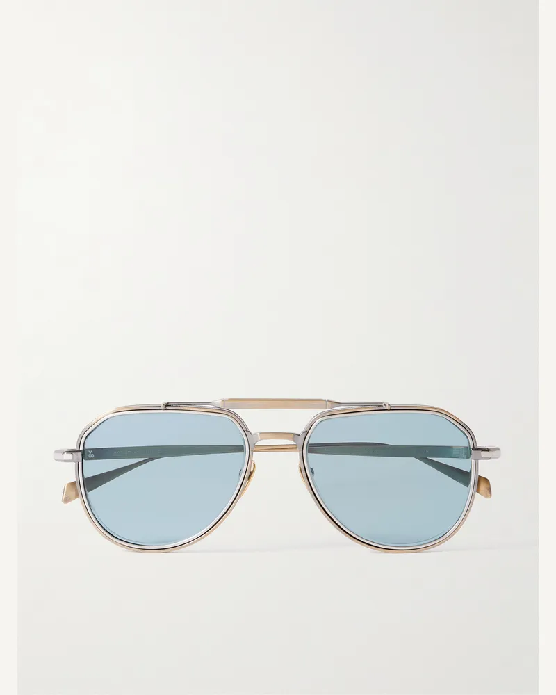Jacques Marie Mage Yellowstone VI 755M Pilotensonnenbrille aus gold- und silberfarbenem Beta-Titan Silber