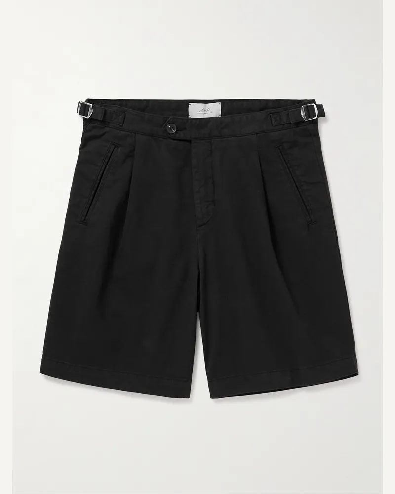 MR P. Weit geschnittene Shorts aus Twill aus einer Biobaumwollmischung mit Falten Schwarz