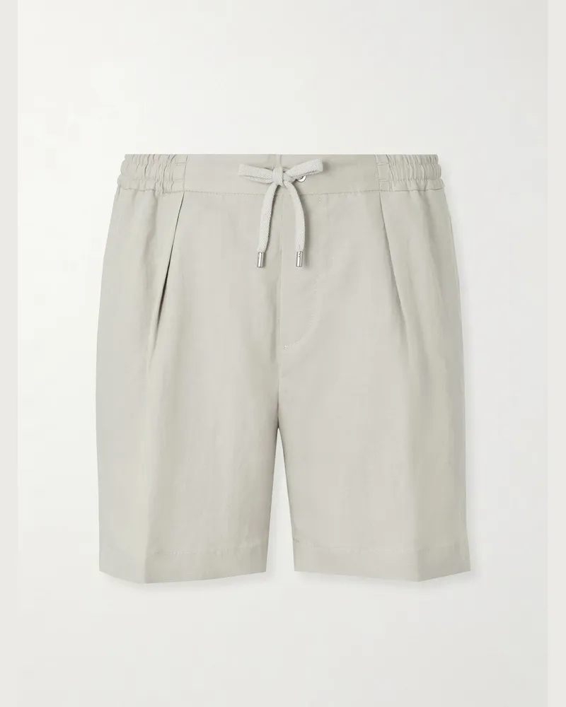 Ralph Lauren Wide-Leg Silk and Linen-Blend Shorts Gray