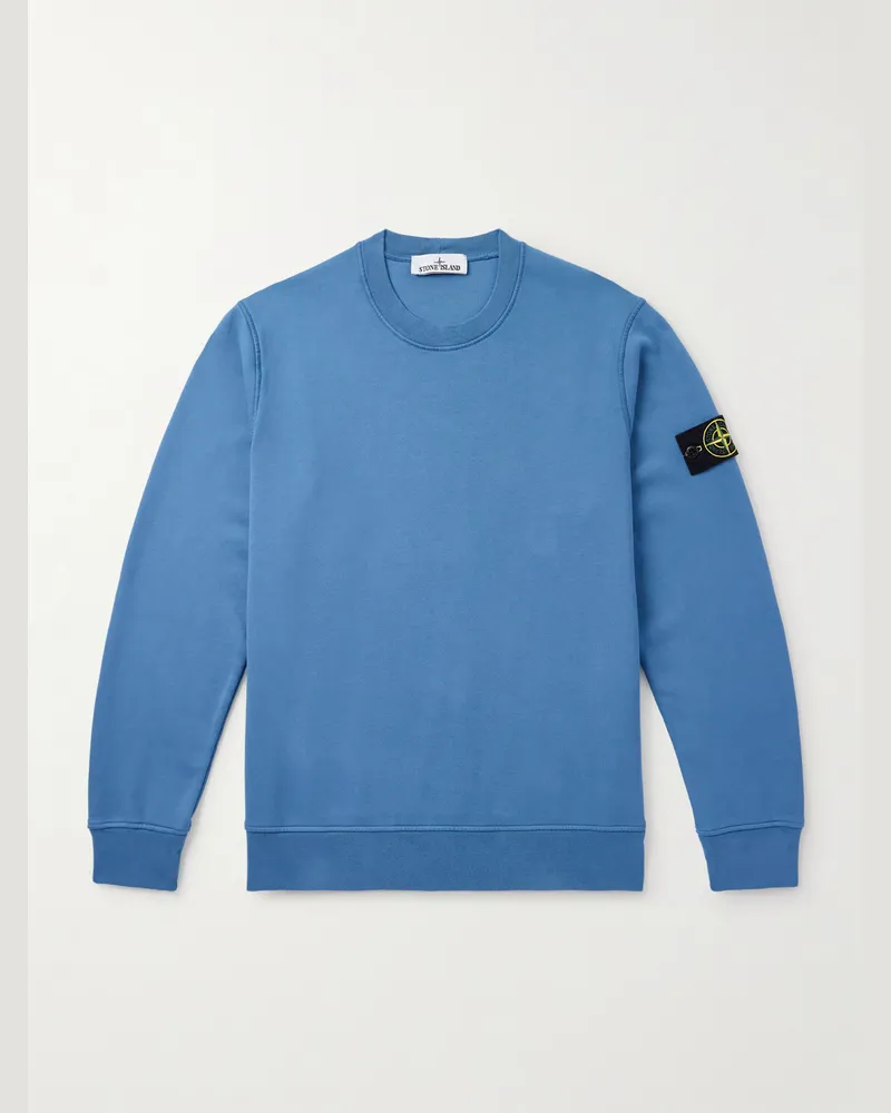 Stone Island Sweatshirt aus Biobaumwoll-Jersey mit Logoapplikation in Stückfärbung Blau