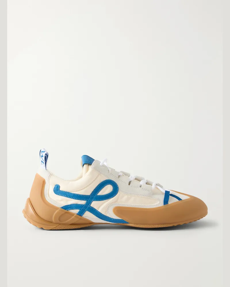 Loewe Grip Suede-Trimmed Nylon Sneakers White