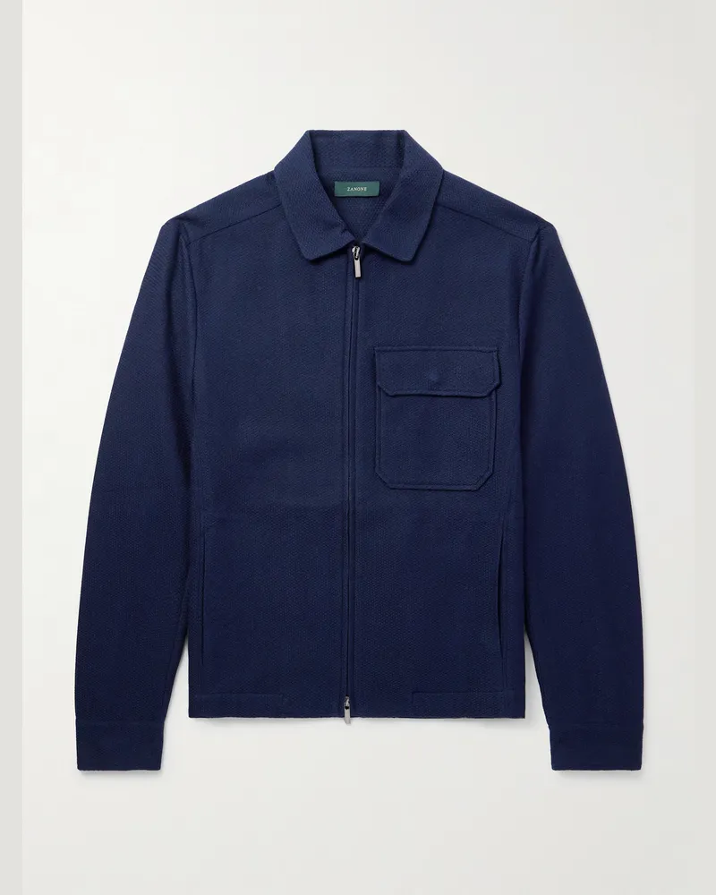 Incotex Zanone Jacke aus Baumwolle mit Reißverschluss Blau