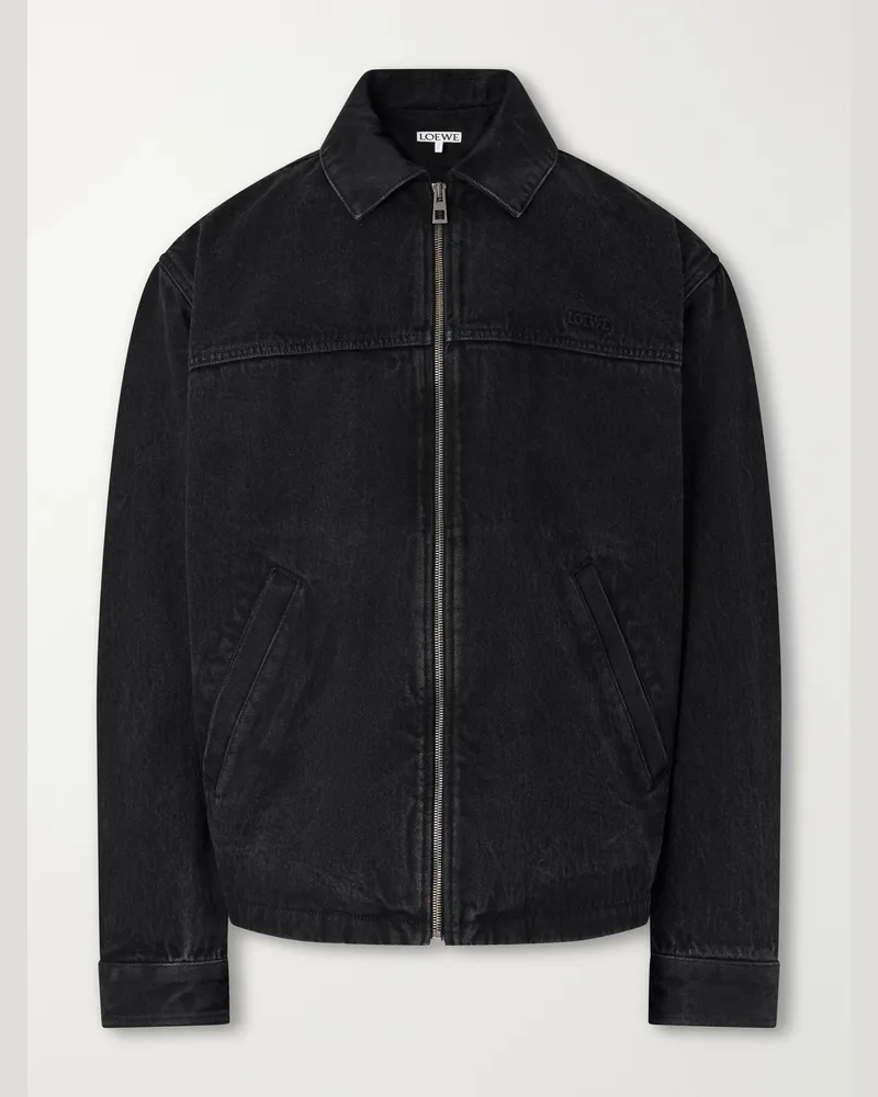 Loewe Logo-Embossed Paneled Denim Jacket Black