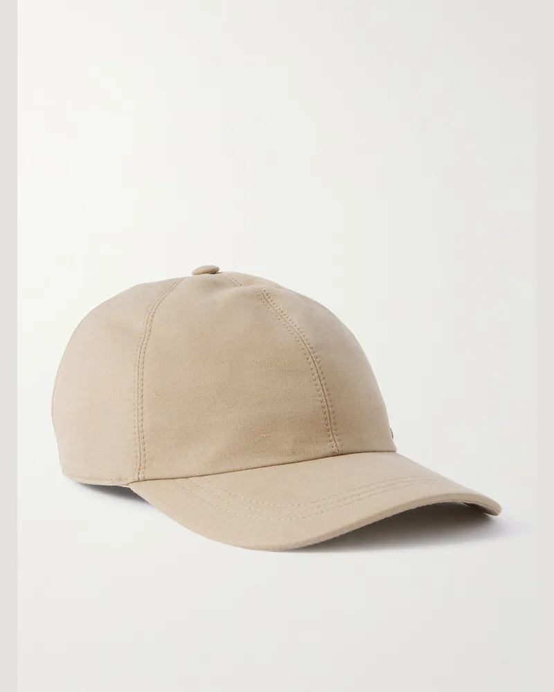 Canali Baseballkappe aus Twill aus einer Leinen-Seidenmischung mit Niete Neutral