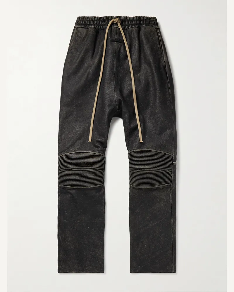Fear of God Moto gerade geschnittene Hose aus Leder mit Kordelzug Schwarz