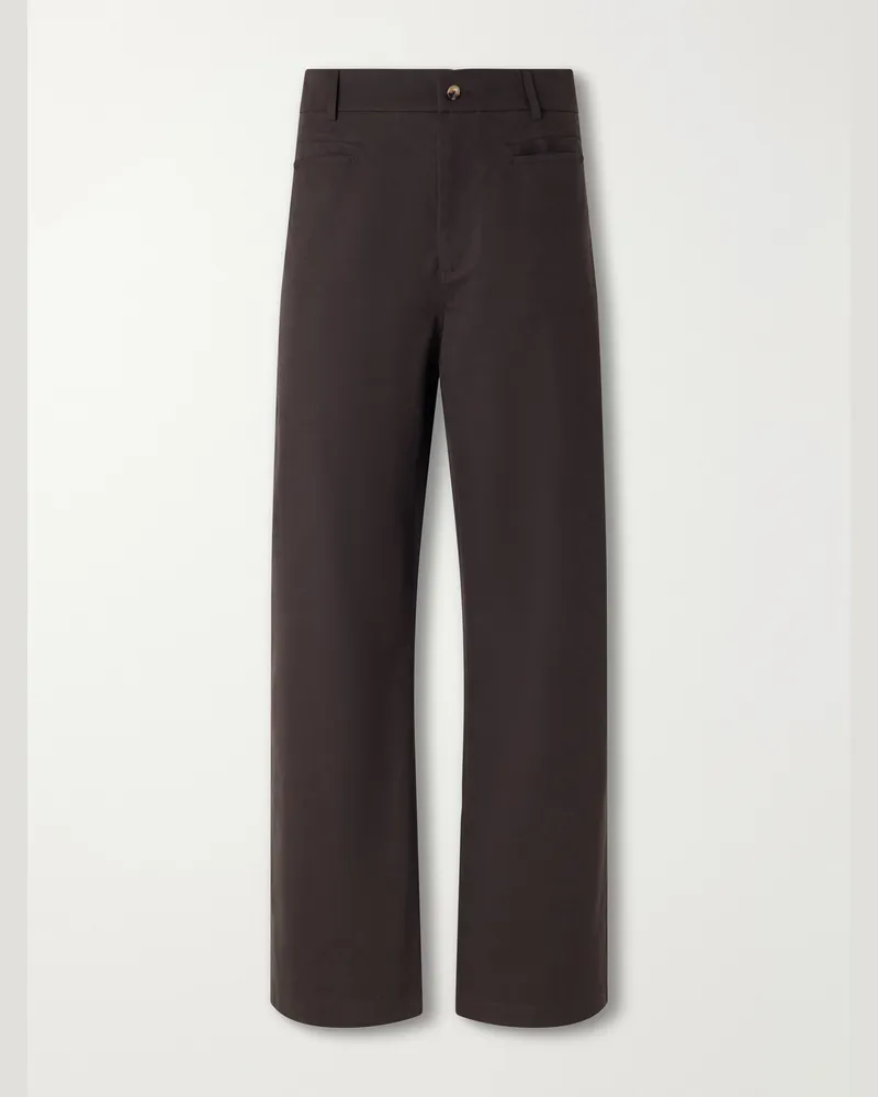 De Bonne Facture Gardian Straight-Leg Cotton-Twill Trousers Brown