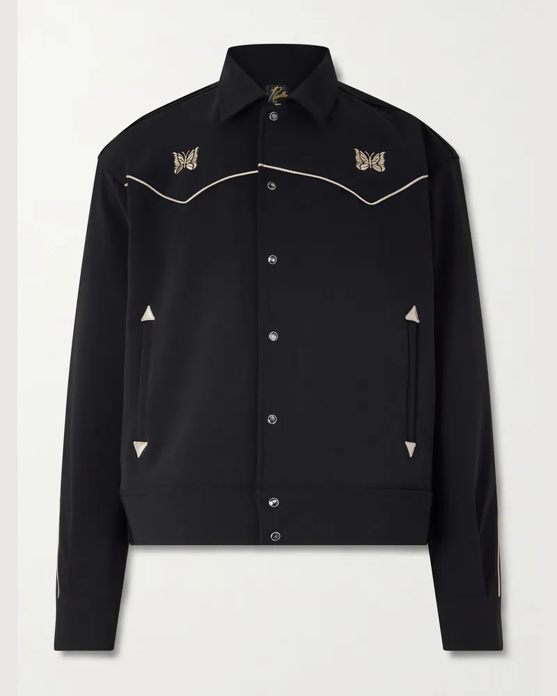 NEEDLES Piping Cowboy Logo-Embroidered Woven Jacket Black