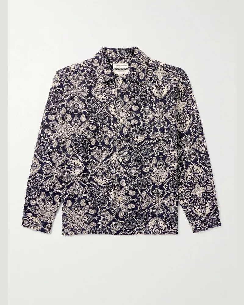 A Kind Of Guise Sayan Hemdjacke aus Jacquard aus einer Baumwollmischung Blau