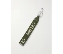 Schlüsselanhänger aus Nylon mit Lederbesatz und Logoprint