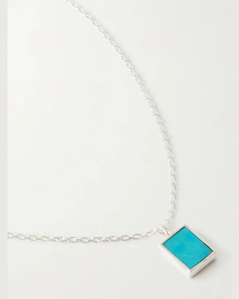 Mikia Rectangle Sterling Silver Turquoise Necklace Blue