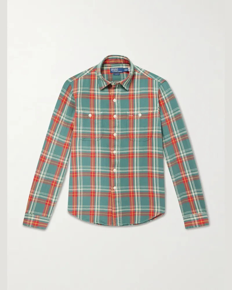 Ralph Lauren Kariertes Hemd aus Baumwollflanell Grün