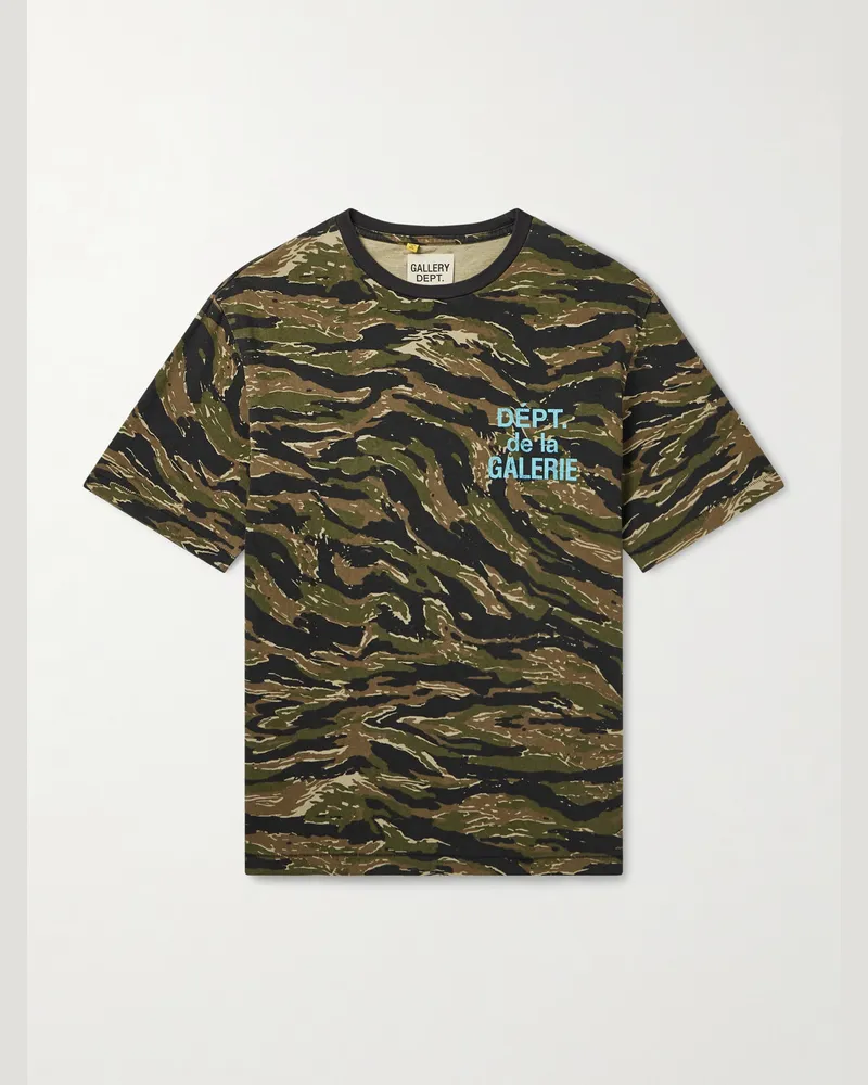 GALLERY DEPT. French Camouflage Logo-Print Cotton-Jersey T-Shirt Green