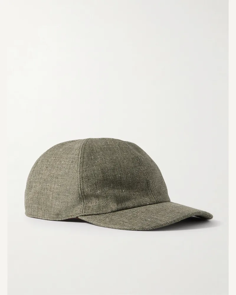 Loro Piana Logo-Embroidered Linen Baseball Cap Green