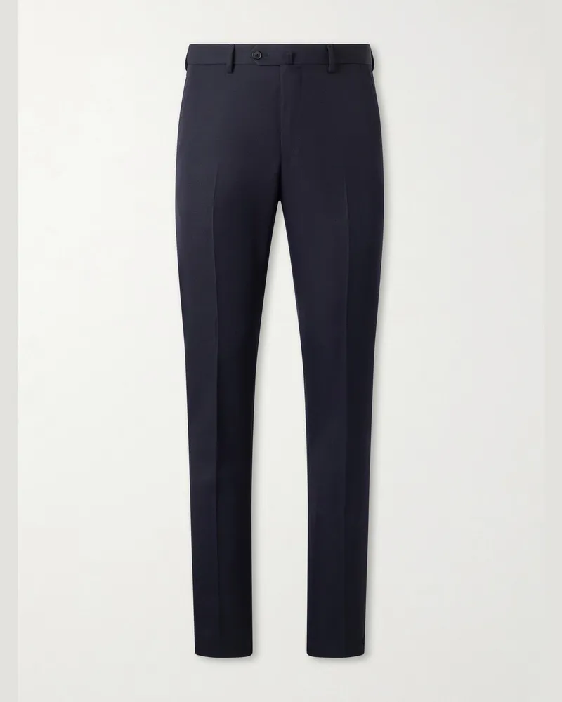 Caruso Straight-Leg Twill Suit Trousers Blue