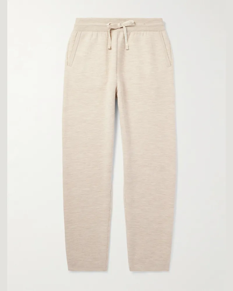 Loro Piana Sassiglioni Straight-Leg Wool Sweatpants Neutrals