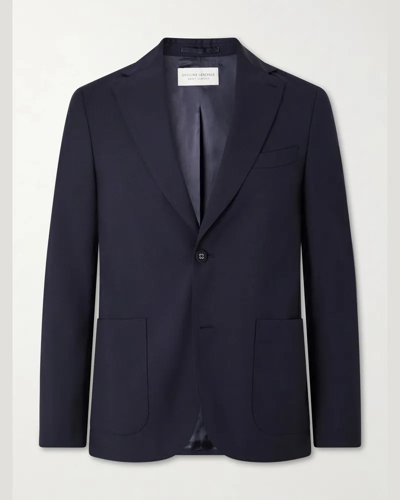 Officine Generale Arthus Wool-Fresco Suit Jacket Blue