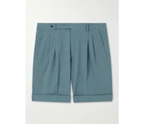 Gerade geschnittene Shorts aus Baumwoll-Seersucker mit Falten