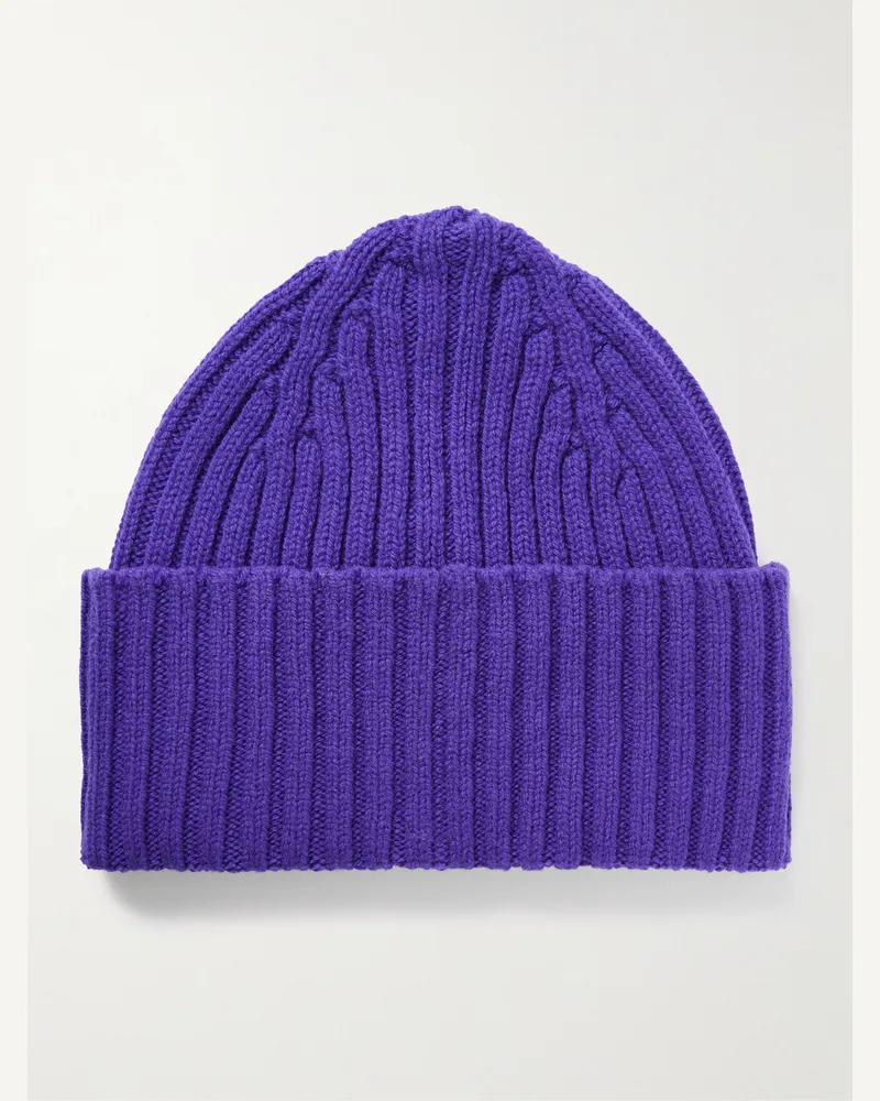 Drake's HIM Beanie aus Wolle in Rippstrick Lila