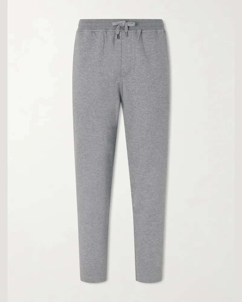 Brunello Cucinelli Tapered Cotton, Cashmere and Silk-Blend Jersey Sweatpants Gray