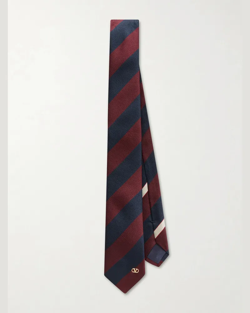 Valentino Garavani Krawatte aus gestreiftem Seiden-Jacquard, 6 cm Rot