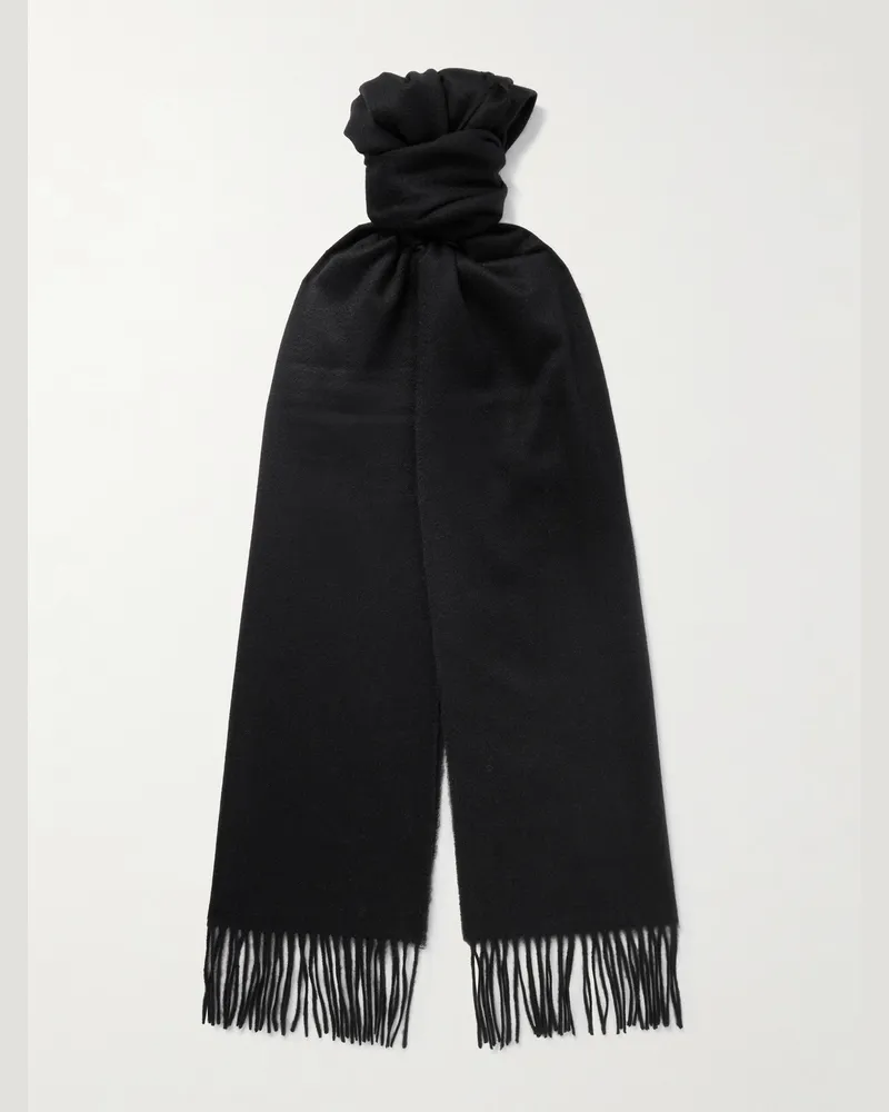 Johnstons of Elgin Fringed Cashmere Scarf Black