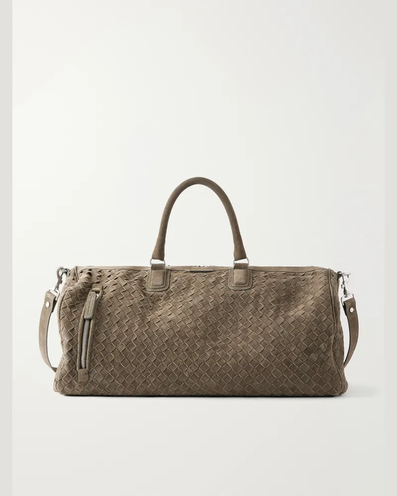 Officine Creative Italia Armor 01 Woven Suede Weekend Bag Neutrals