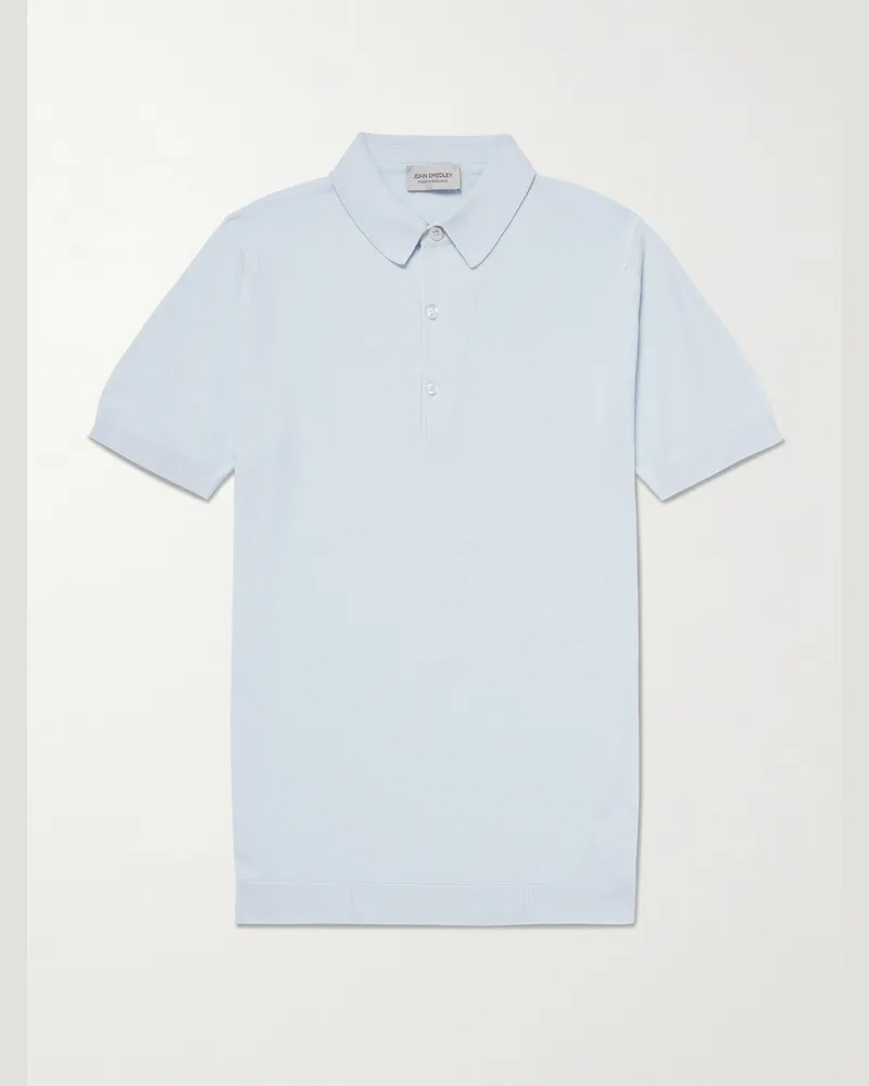 John Smedley Roth schmal geschnittenes Polohemd aus Sea-Island-Baumwolle Blau