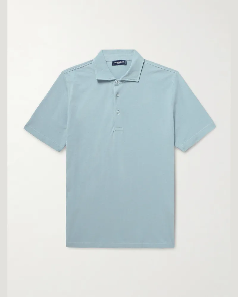 Frescobol Carioca Luca Cotton Polo Shirt Blue