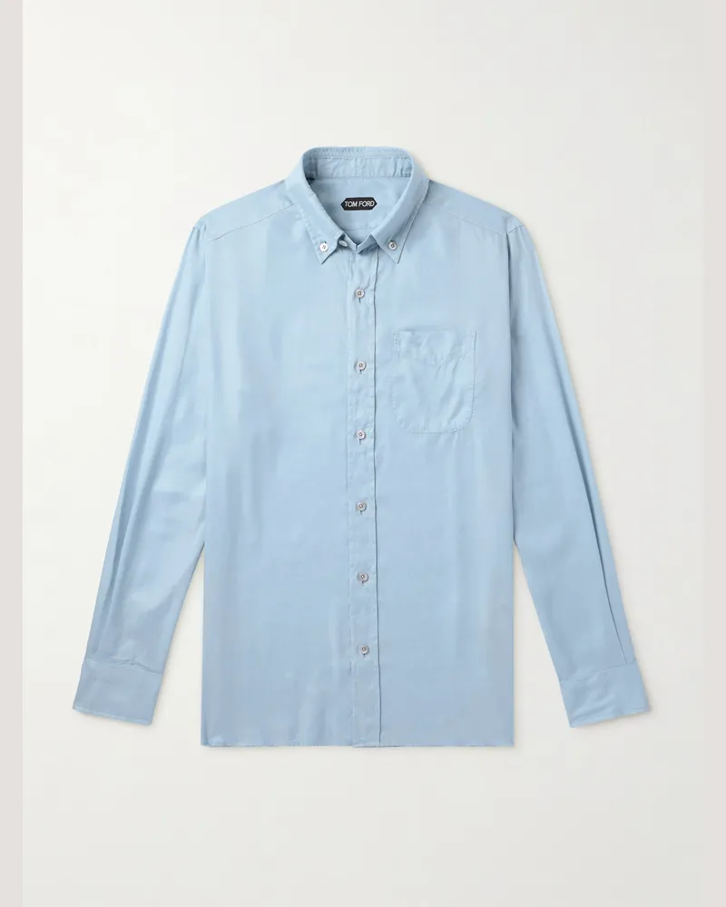 Tom Ford Hemd aus Lyocell mit Button-Down-Kragen Blau