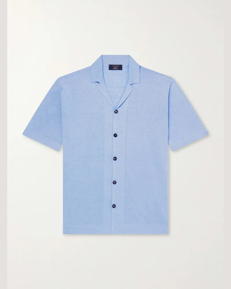 Slowear Incotex Zanone IceLino Polo Shirt Blue