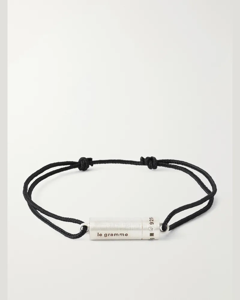 Le Gramme 5G Sterling Silver Woven Bracelet Black