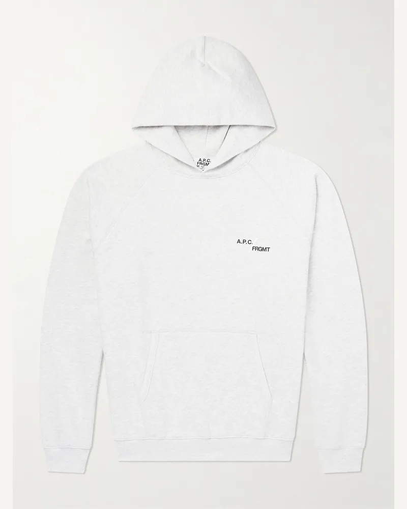 A.P.C. Fragment Logo-Print Cotton-Jersey Hoodie Gray
