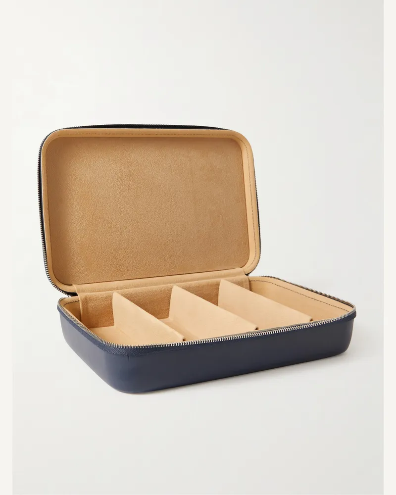 Garrett Leight Sonnenbrillenetui aus Kunstleder mit Logoprägung Blau