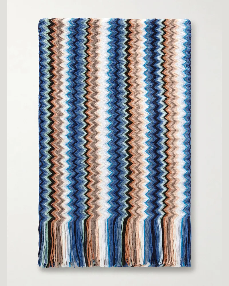 Missoni Fringe-Trimmed Crochet-Knit Wool-Blend Scarf Multi