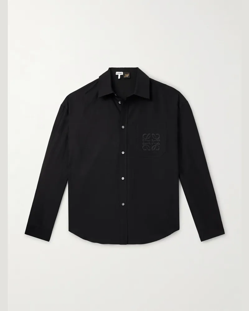 Loewe Paula's Ibiza Hemd aus Webstoff mit Logostickerei Schwarz