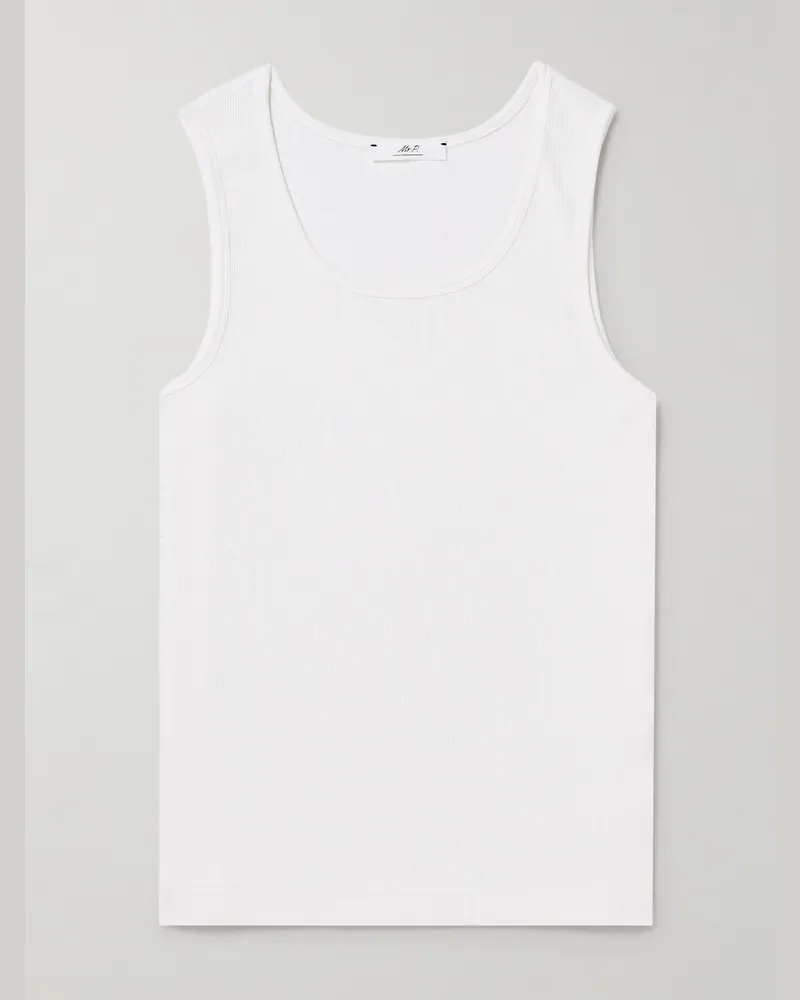 MR P. Ribbed Stretch-Cotton Jersey Tank Top White