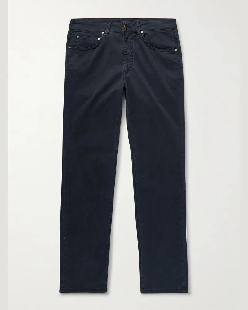 Boglioli Schmal und gerade geschnittene Hose aus Twill aus einer Baumwollmischung Blau