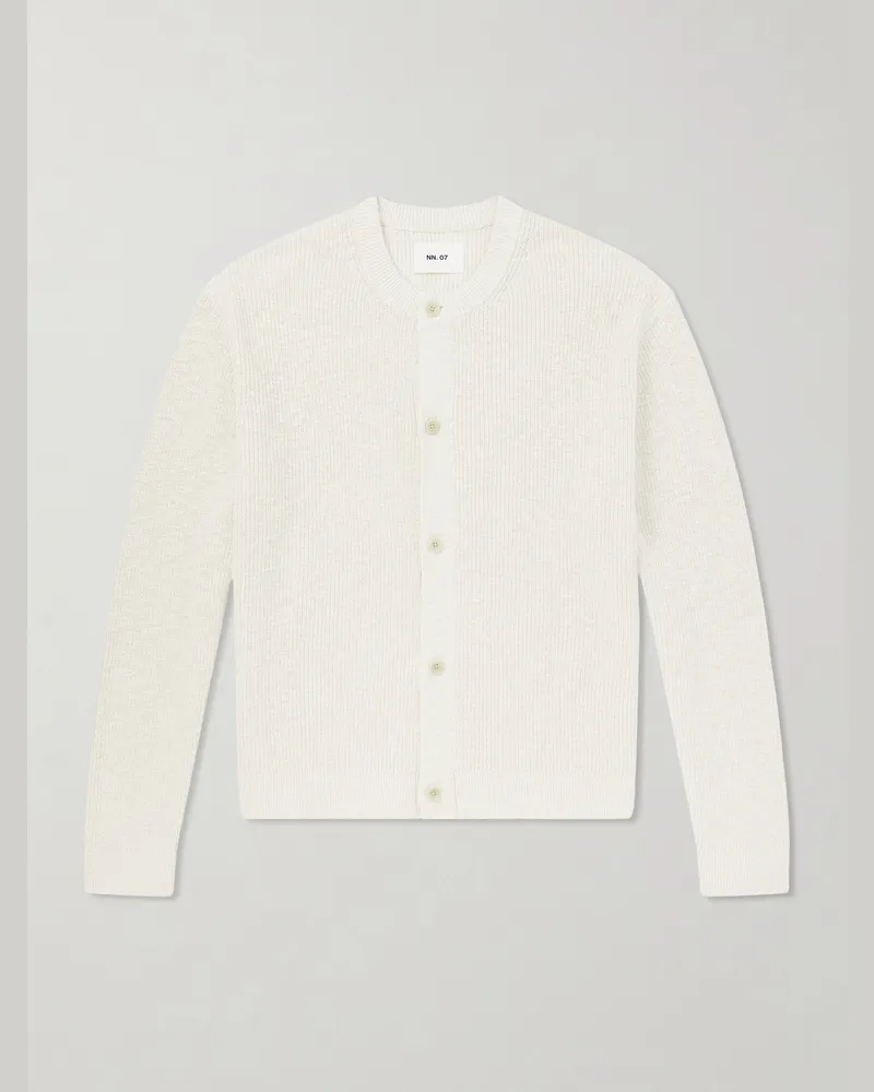 NN 07 Jasper 60028 Cardigan aus Biobaumwolle in Rippstrick Neutral