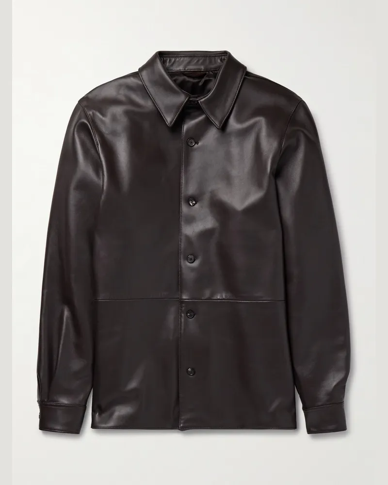 SAMAN AMEL Hemdjacke aus Leder Braun