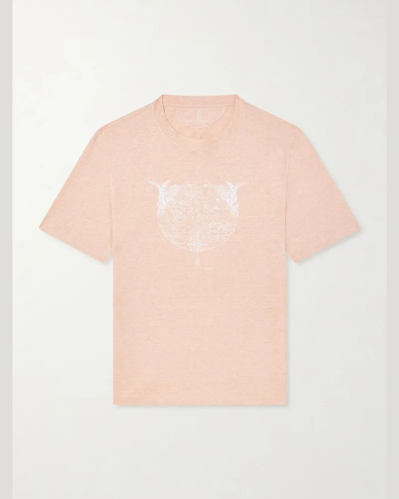 Brunello Cucinelli Logo-Print Cotton-Jersey T-Shirt Orange