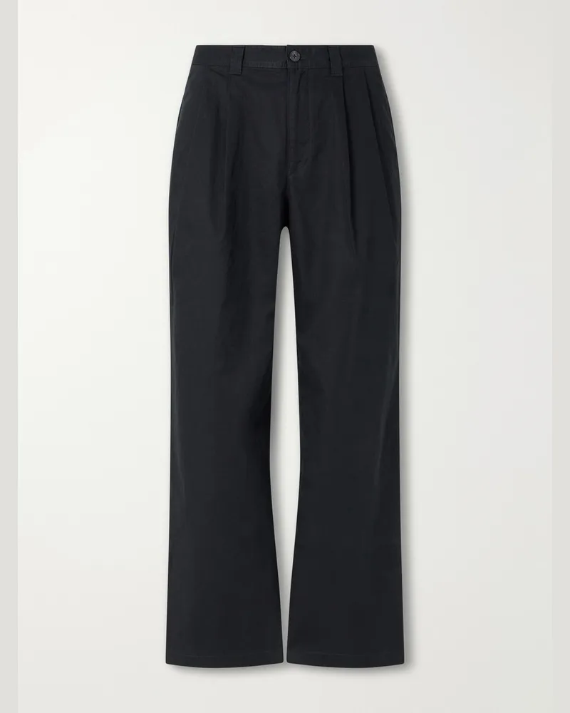 Aimé Leon Dore Straight-Leg Pleated Cotton Trousers Black