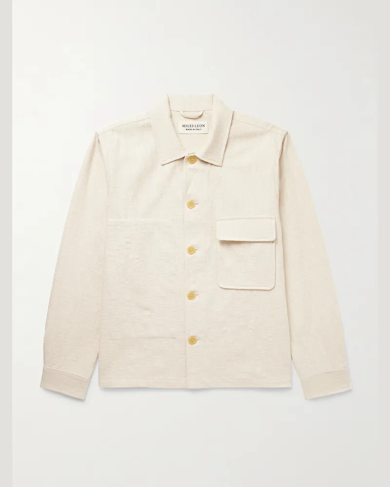 Miles Leon Garden Hemdjacke aus Flammgarn-Canvas aus Baumwolle Neutral