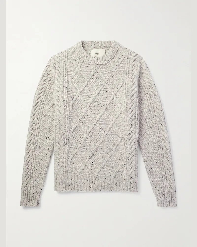 PURDEY Cable-Knit Cashmere Sweater Gray