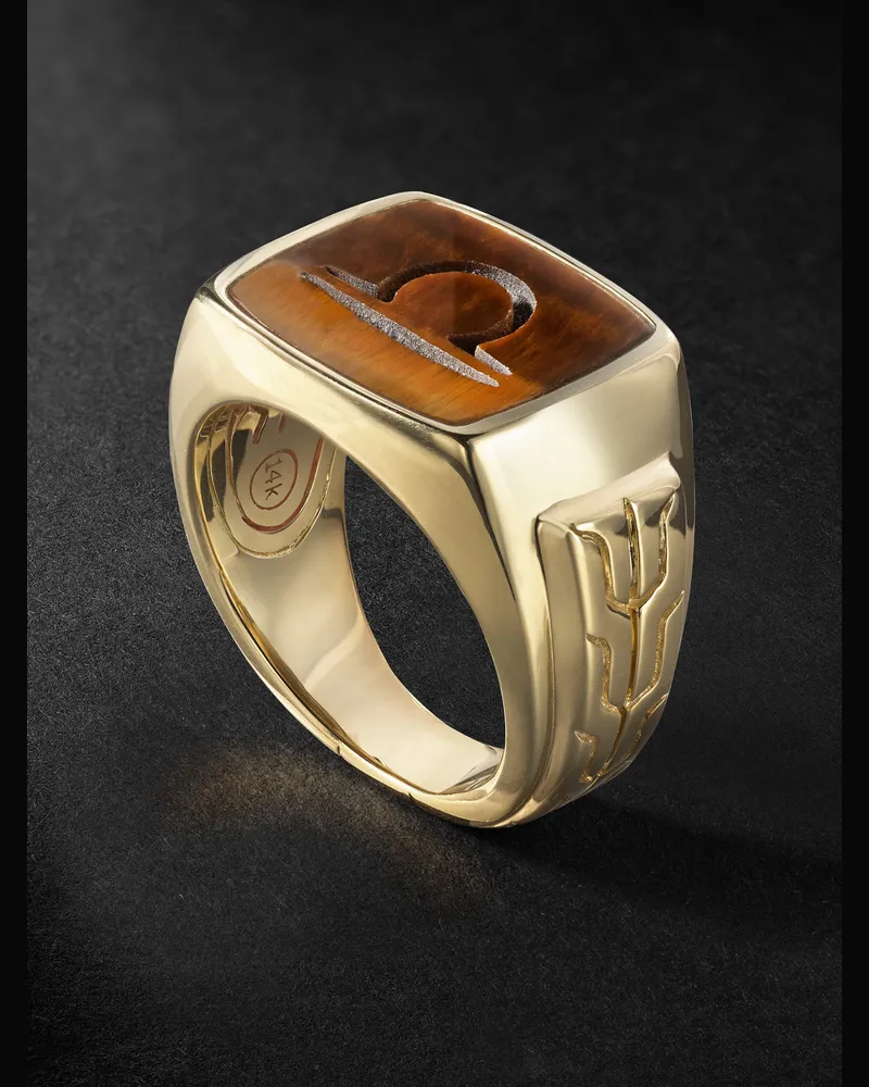 John Hardy Siegelring aus Gold mit Tigerauge Gold