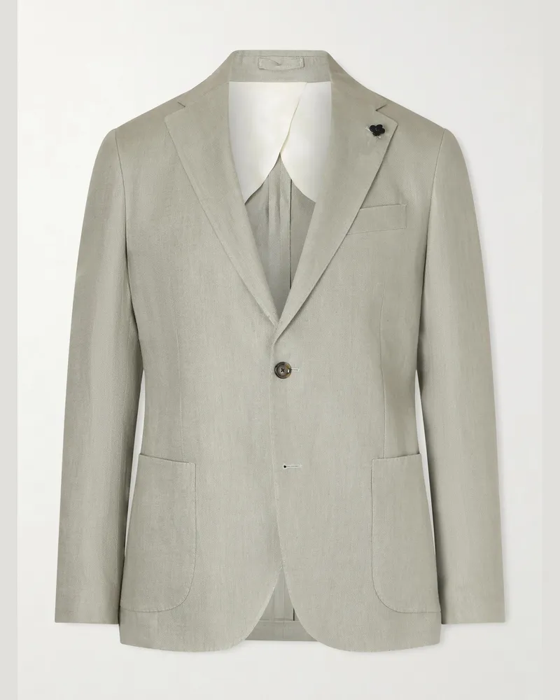 LARDINI Linen Blazer Green