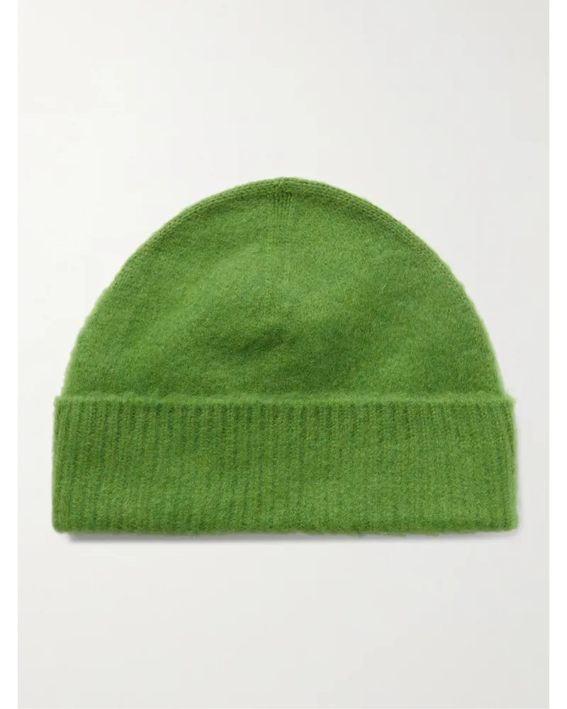 ZEGNA x The Elder Statesman Beanie aus gebürstetem „Oasi“-Kaschmir Grün