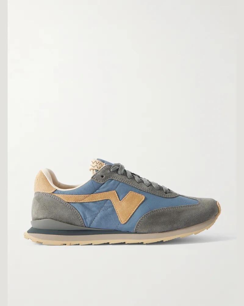 Visvim FKT Runner Sneakers aus gestepptem Canvas mit Velourslederbesatz Blau
