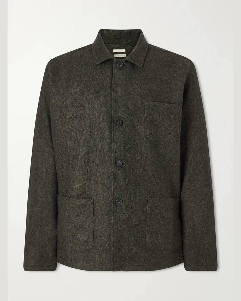 Massimo Alba Florida Herringbone Wool and Cashmere-Blend Blazer Green