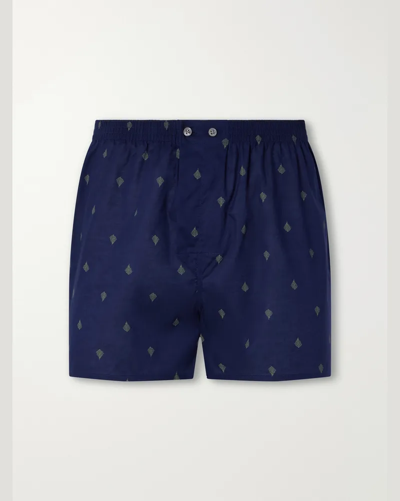 Derek Rose Nelson Printed Cotton-Baptiste Boxer Shorts Blue