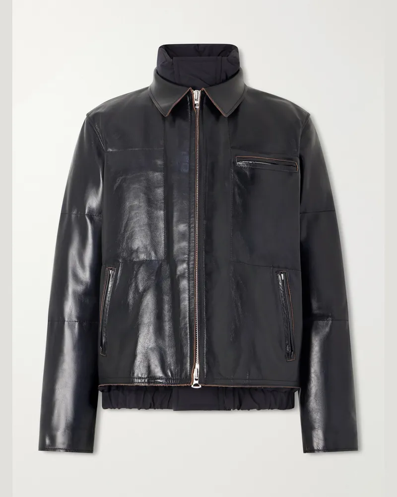 Sacai Leather Down Jacket Black